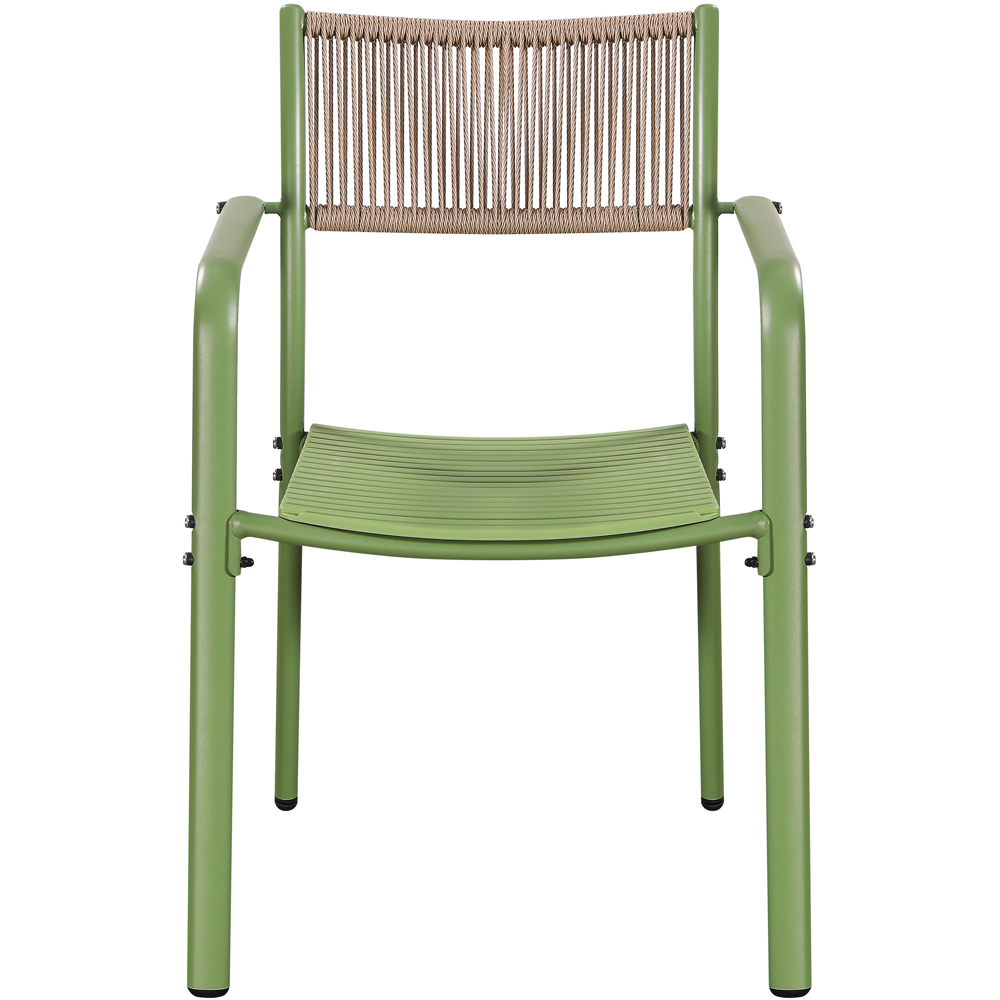 Core Products Set of 2 Moss Green Rope Back Effect Metal Garden Bistro Armchair Image 3