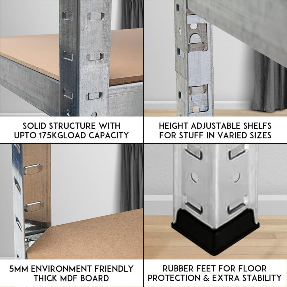 Alivio 5 Shelf Silver Heavy Duty Steel Racking Shelf Unit Image 8