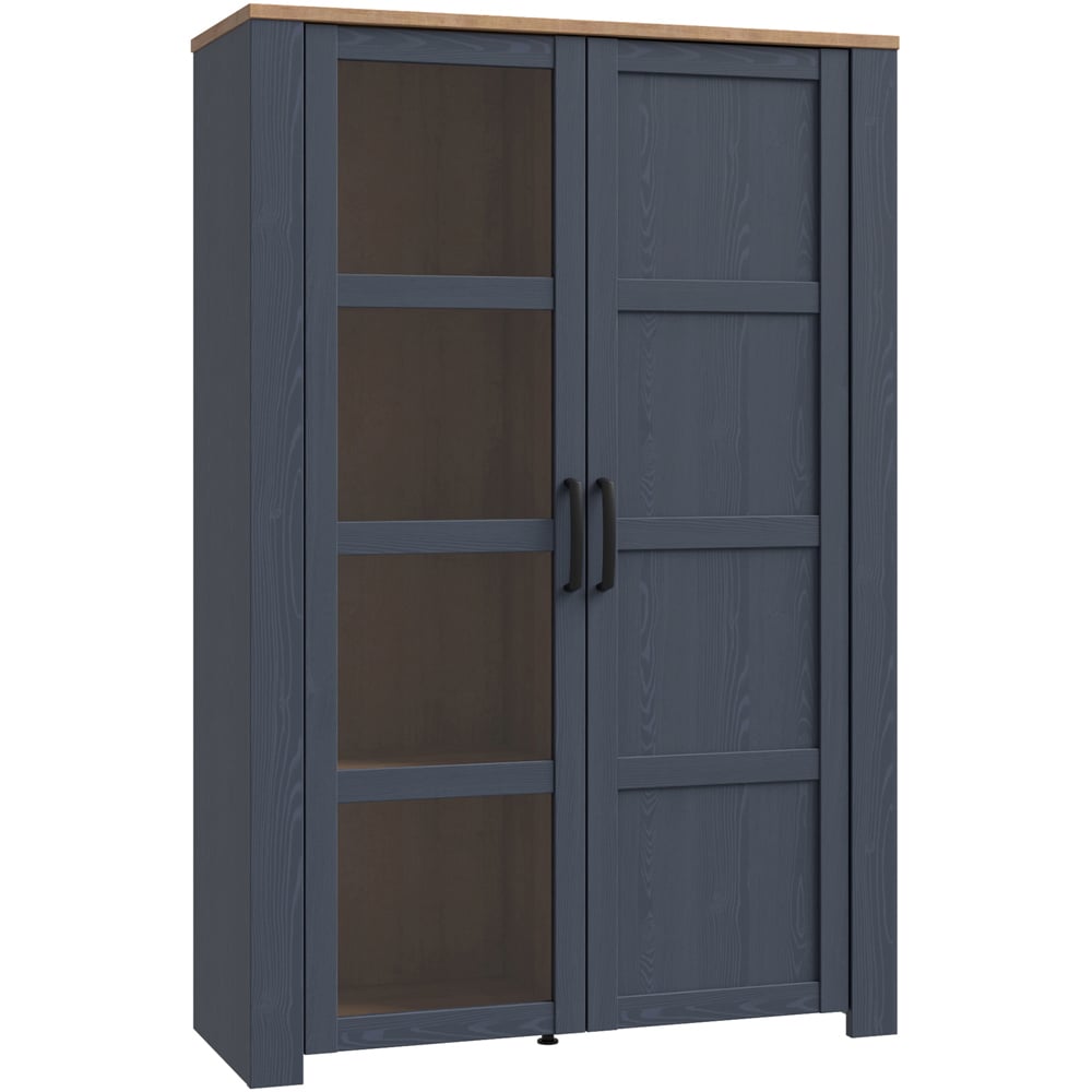 Florence Bohol 2 Door Navy Riviera Oak Display Cabinet Image 2