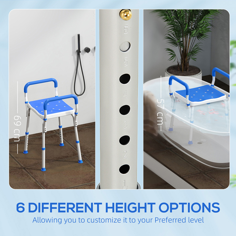 HOMCOM Dark Blue Aluminium Height Adjustable Bath Chair Image 4