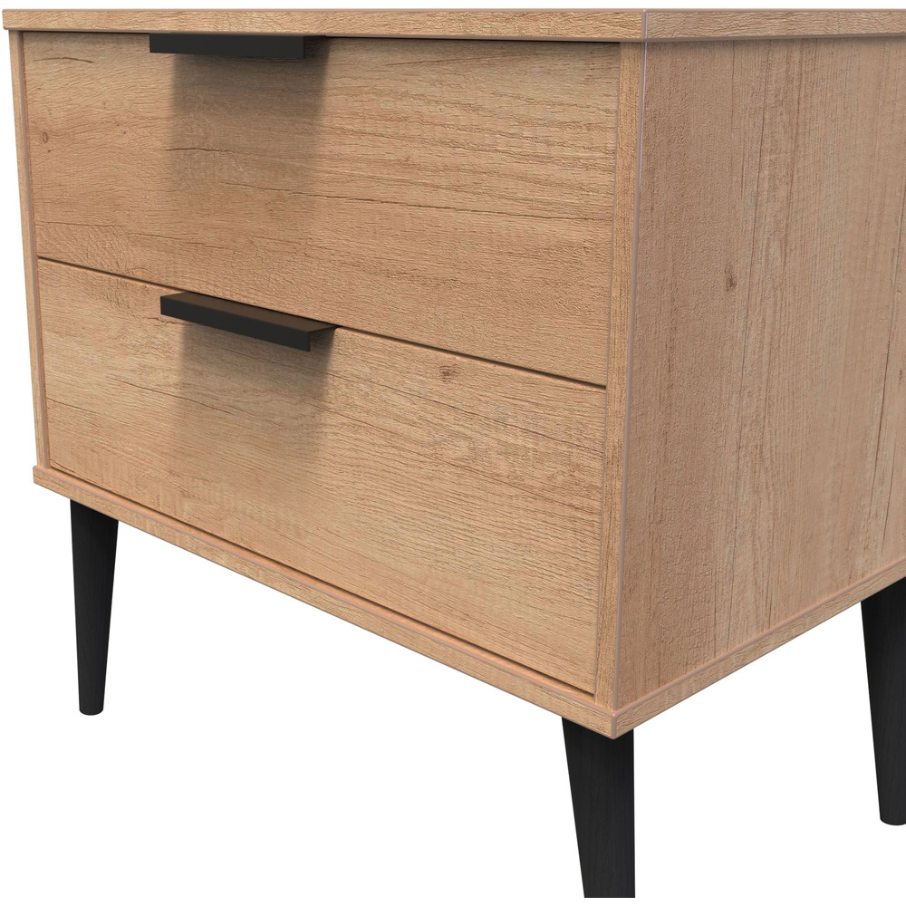 Crowndale Hong Kong 2 Drawer Nebraska Oak Side Table Ready Assembled Image 5