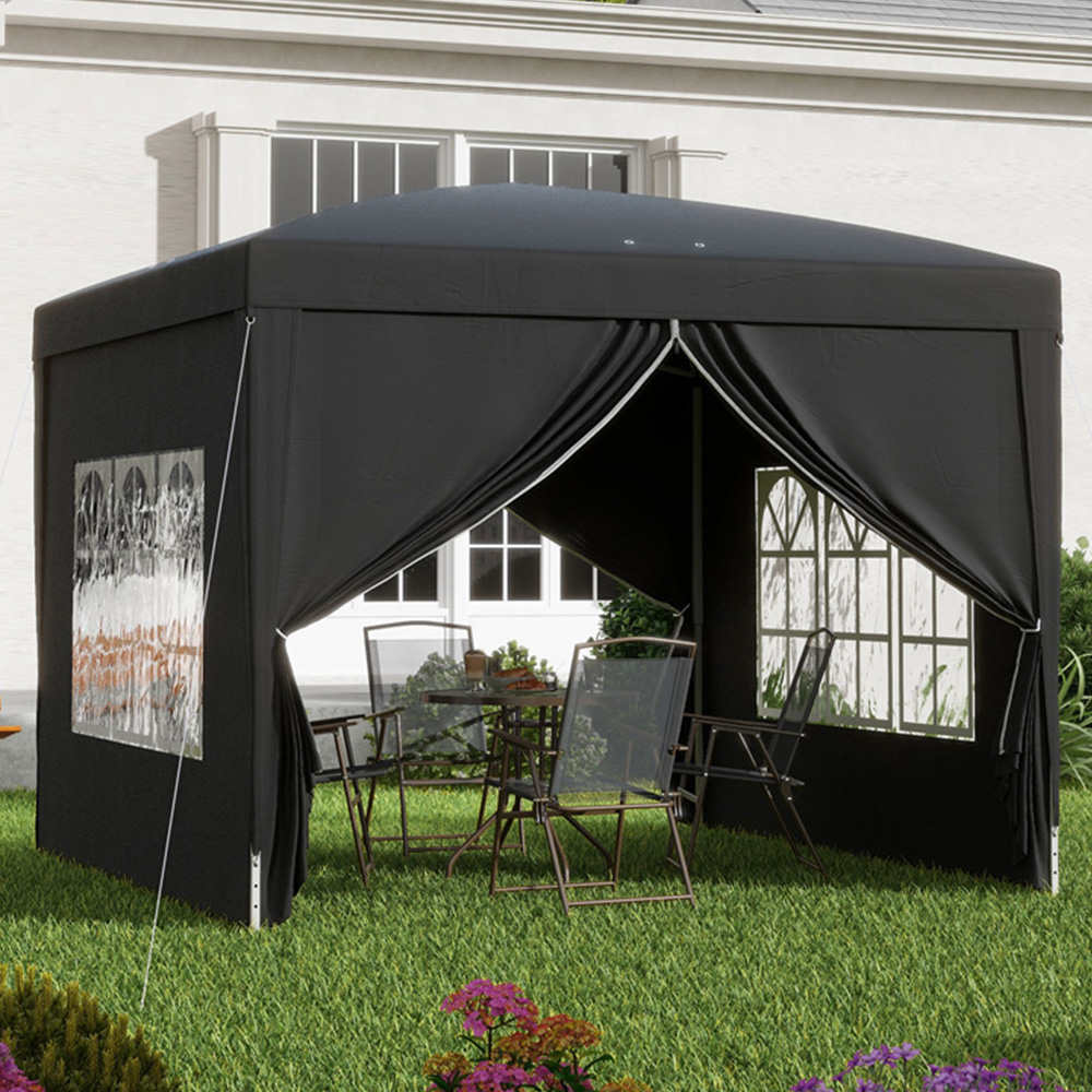 Outsunny 3 x 3m Black Pop Up Gazebo Party Tent Image 1