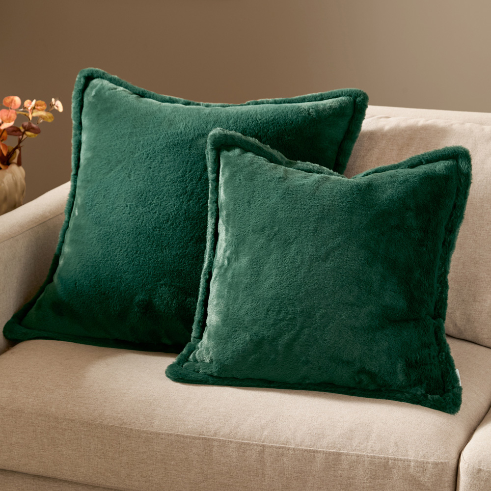 Furn Kallu Needle Green Faux Fur Cushion 55 x 55cm Image 6