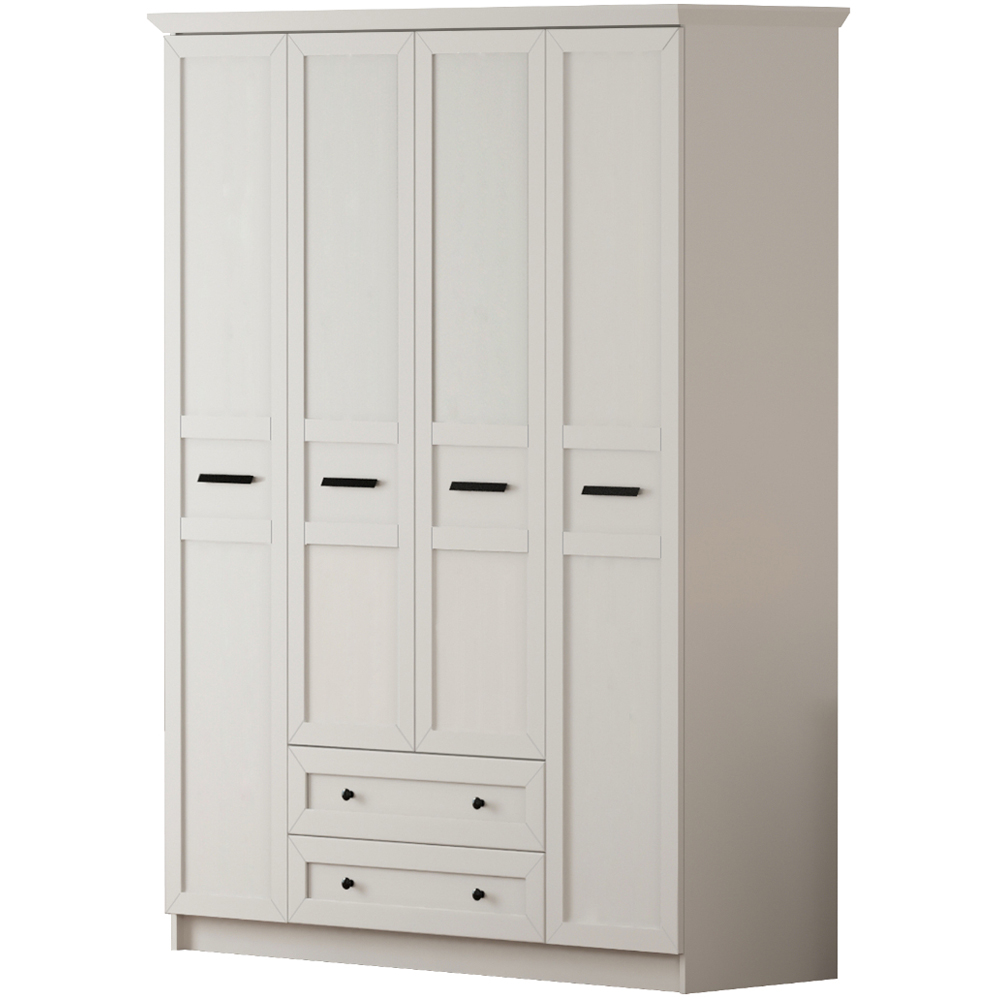 Evu DAISY XL 4 Doors 2 Drawers White Wardrobe Image 2