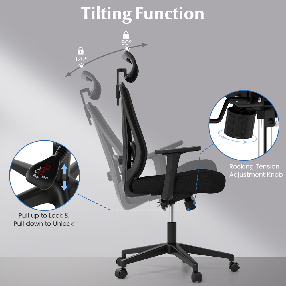 Costway Black Ergonomic Adjustable Swivel Office Chair Image 6