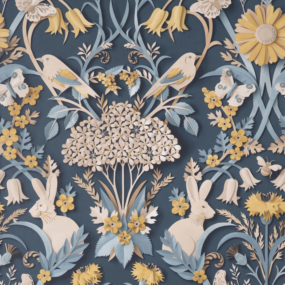 Fine Decor Woodland Navy Wallpaper Image 1