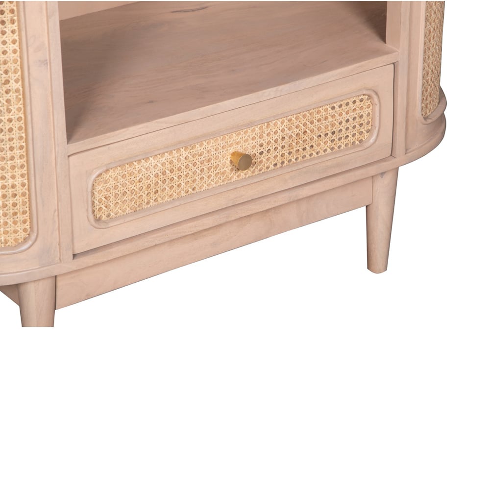 Brooklyn Single Drawer 4 Shelf Cane and Mango Wood Bookcase Image 4