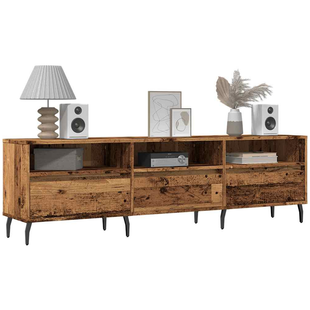vidaXL 3 Drawer 3 Shelf Old Wood TV Cabinet Image 3