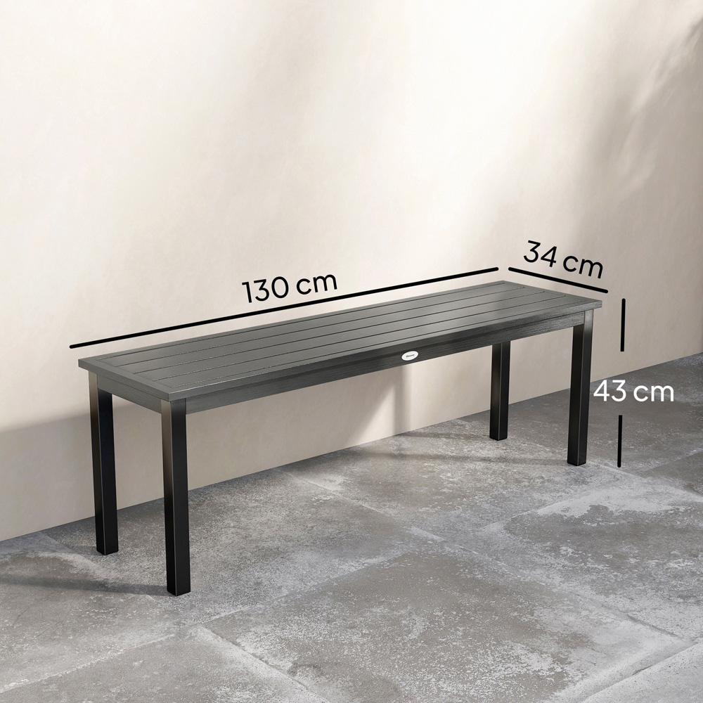Outsunny 2 Seater Grey Metal Multipurpose Garden Bench with Wood-Effect Slatted Seat Image 8