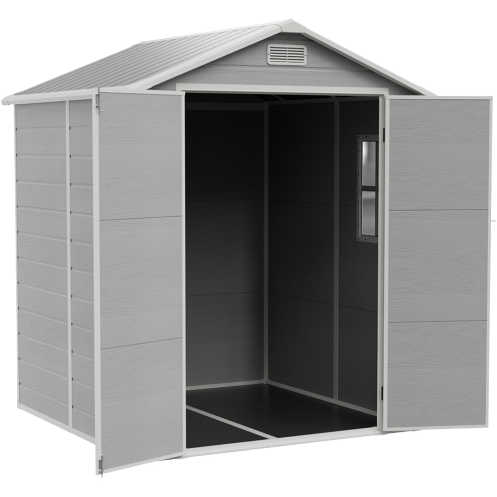 Living and Home 6 x 6ft Smokey Grey Wood Grain Plastic Garden Storage Shed Image 4