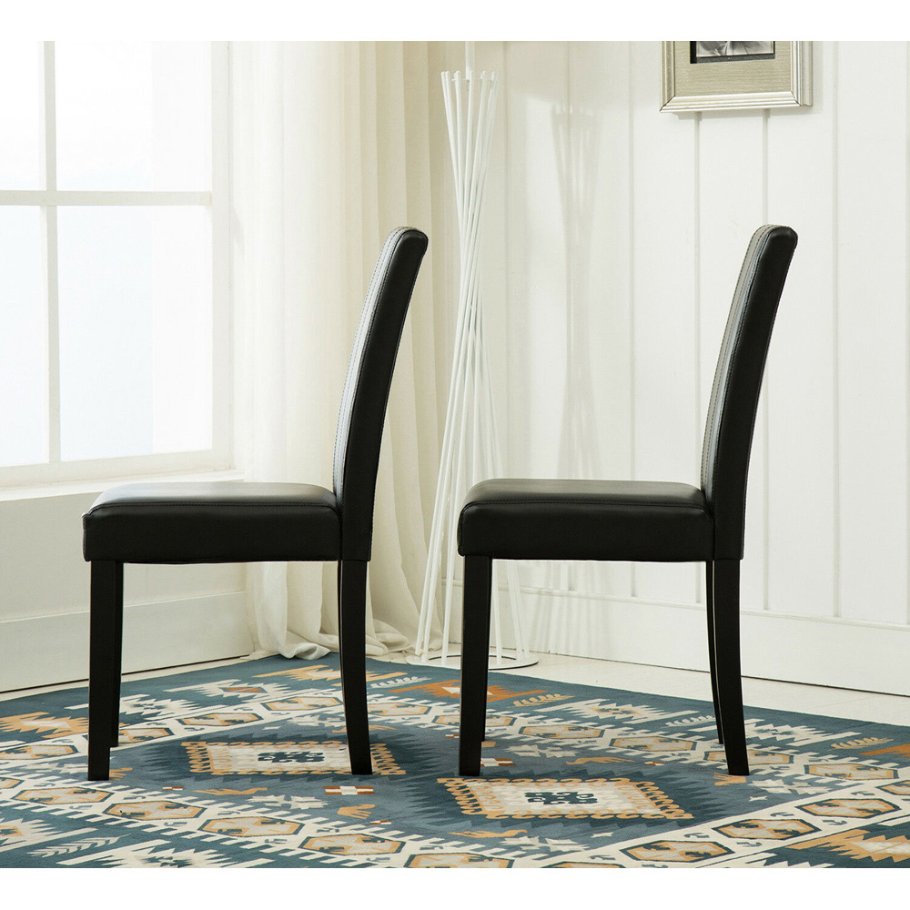 Set of 2 Black Faux Leather Dining Chair Image 3