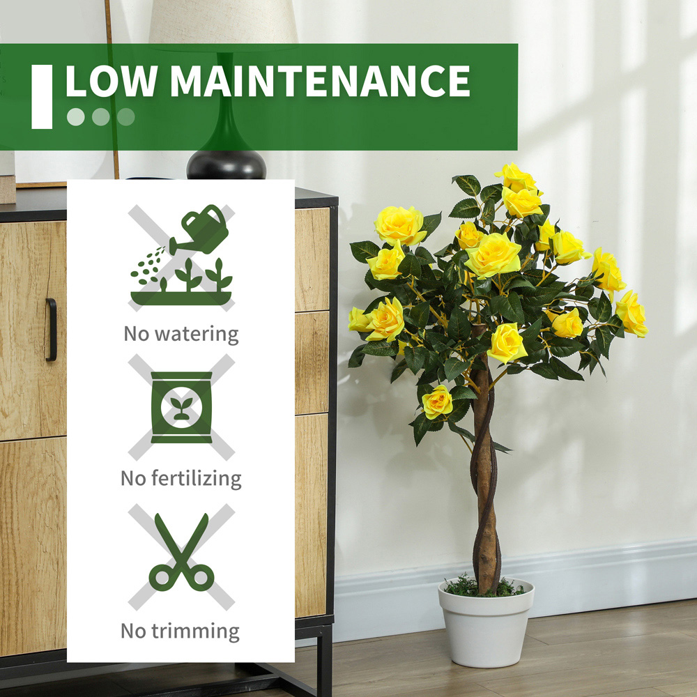 Portland Yellow Rose Artificial Tree in Pot 90cm 2 Pack Image 7