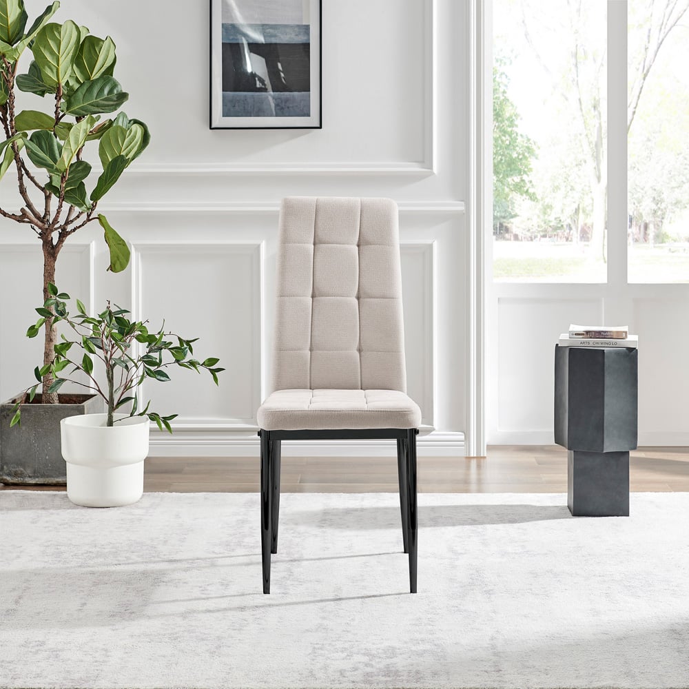 Furniturebox Valentina Set of 2 Cream and Black Textured Weave Dining Chairs Image 7