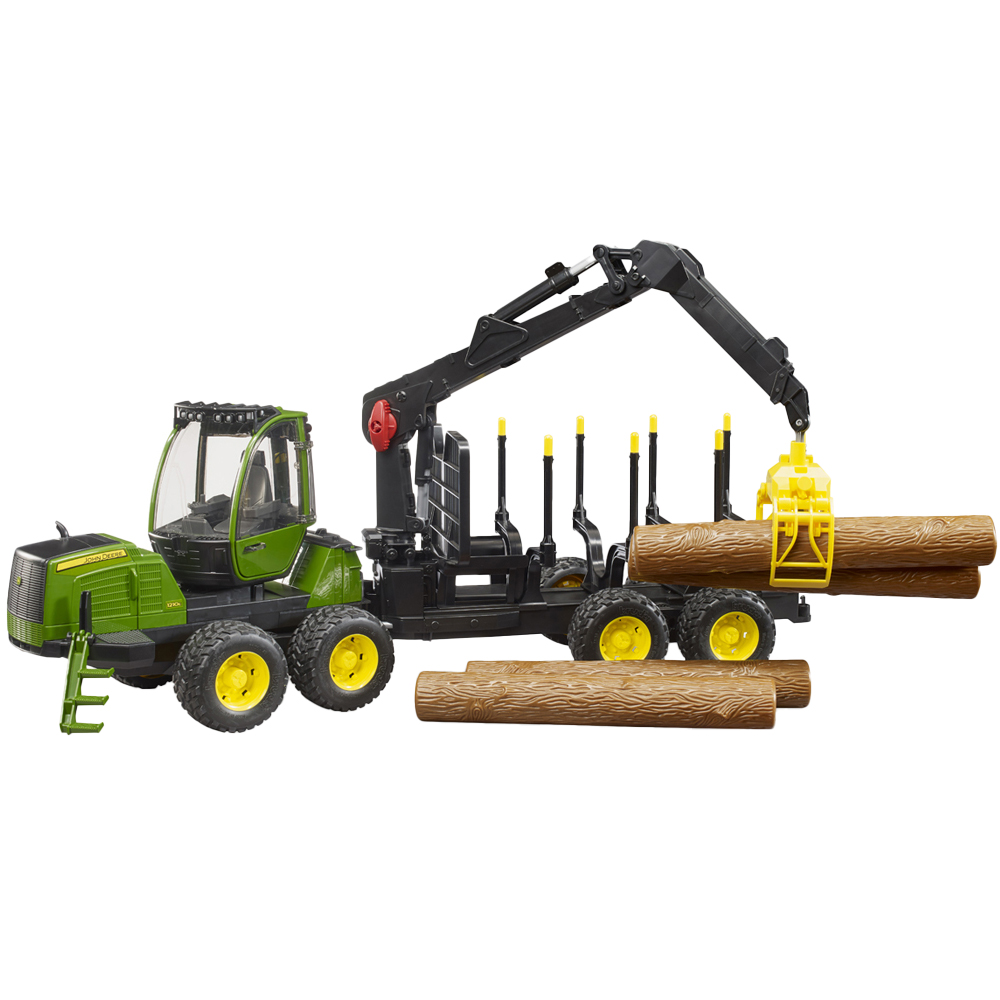 Bruder Kids John Deere 1210E Forwarder Playset Model with Grab and 4 Trunks Image 1