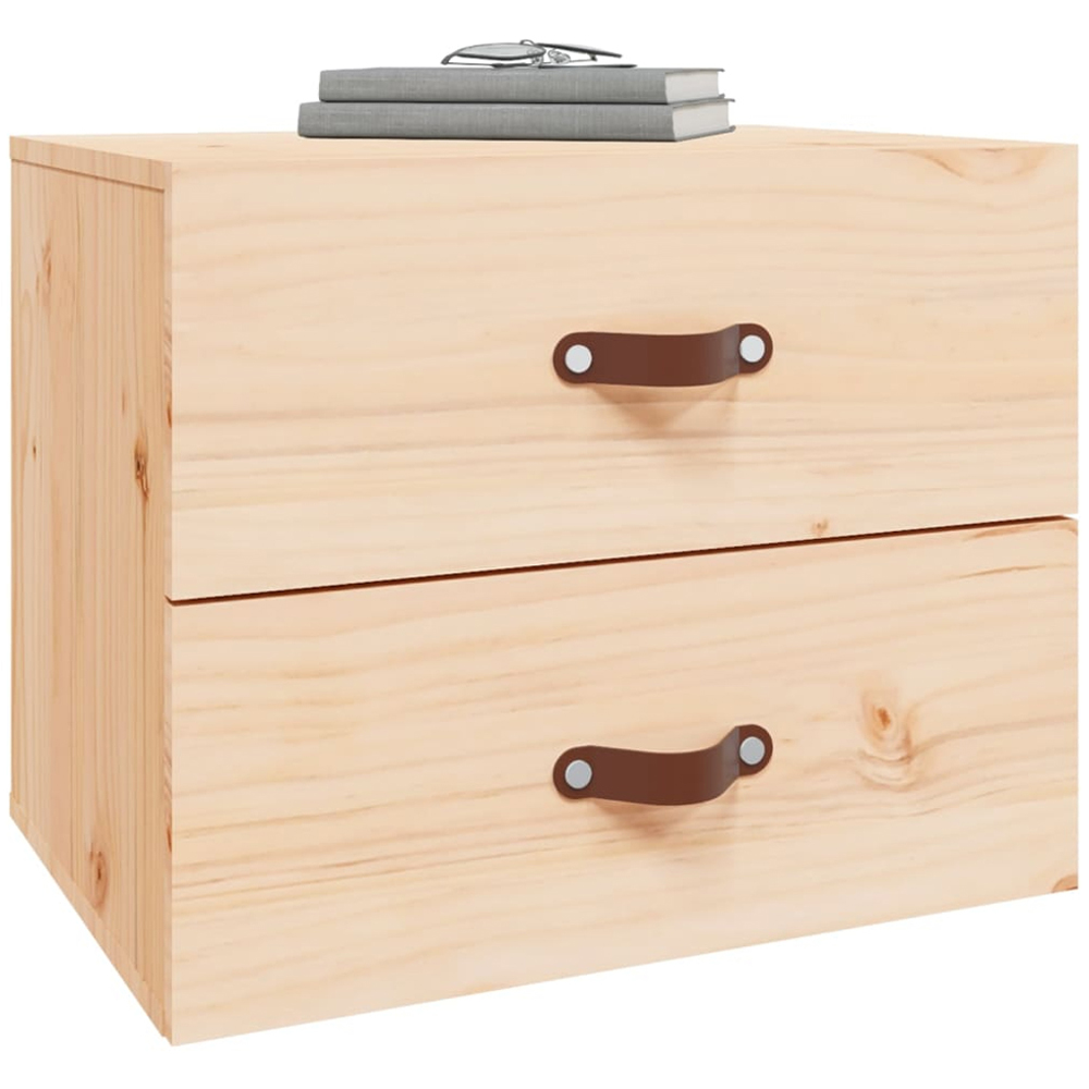 vidaXL 2 Drawer Natural Wall Mounted Bedside Cabinet Image 4