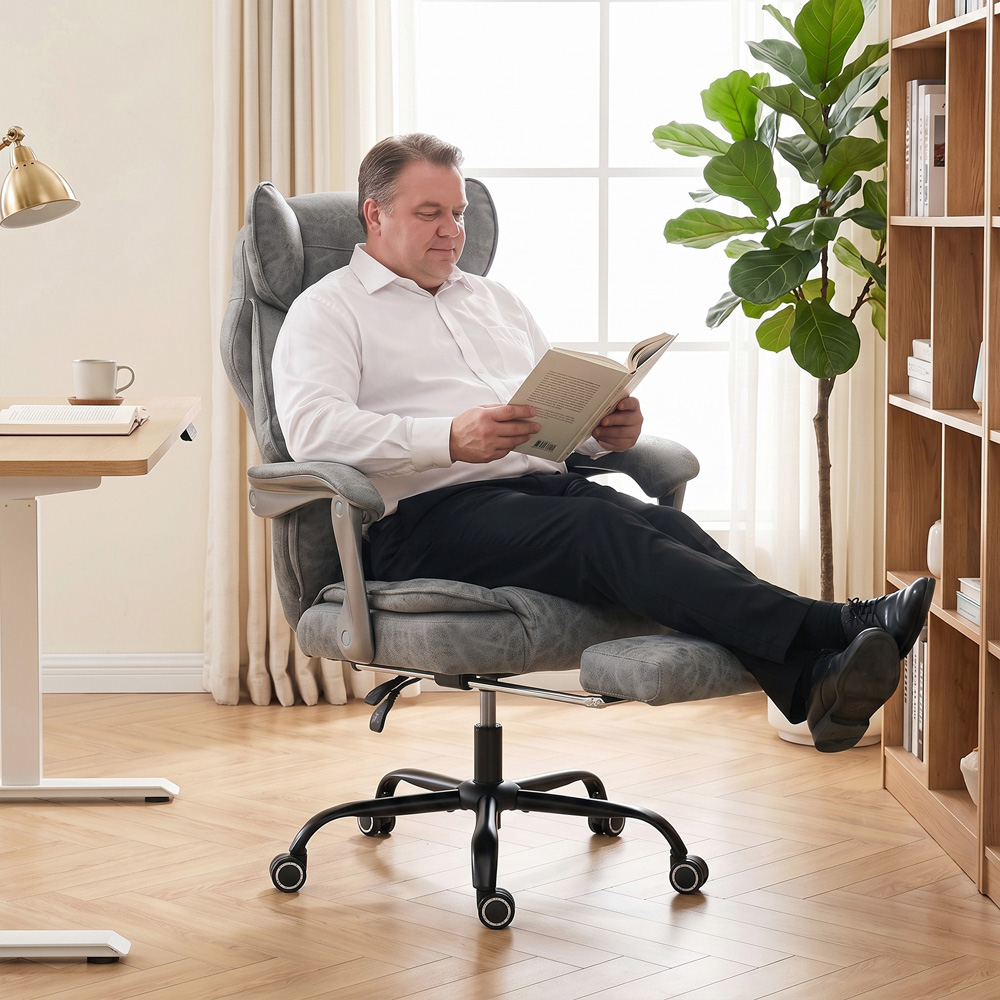 HOMCOM Grey Big and Tall Office Chair with Lumbar Support Image 3