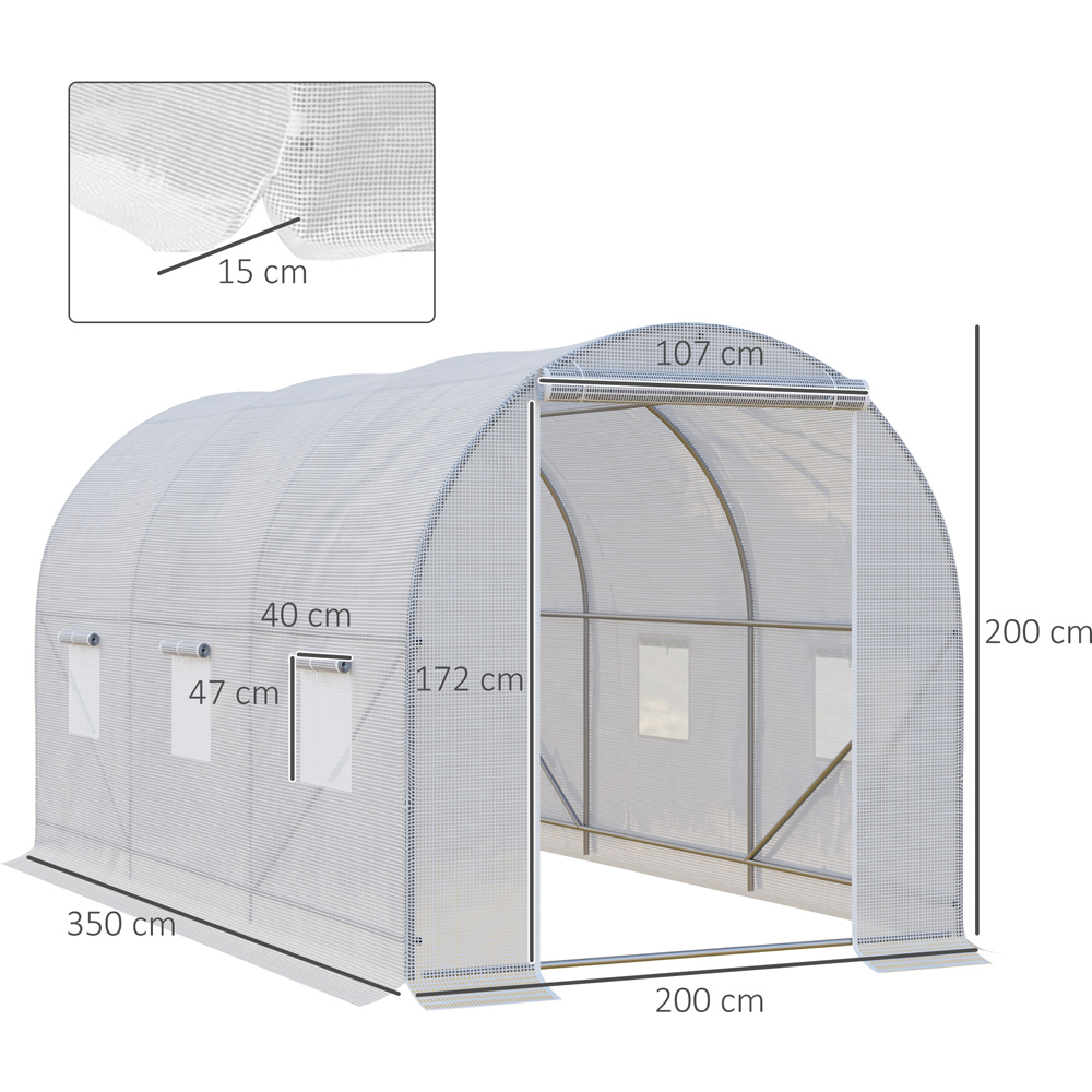 Outsunny White Steel Frame 6 x 11ft Walk In Polytunnel Greenhouse Image 7