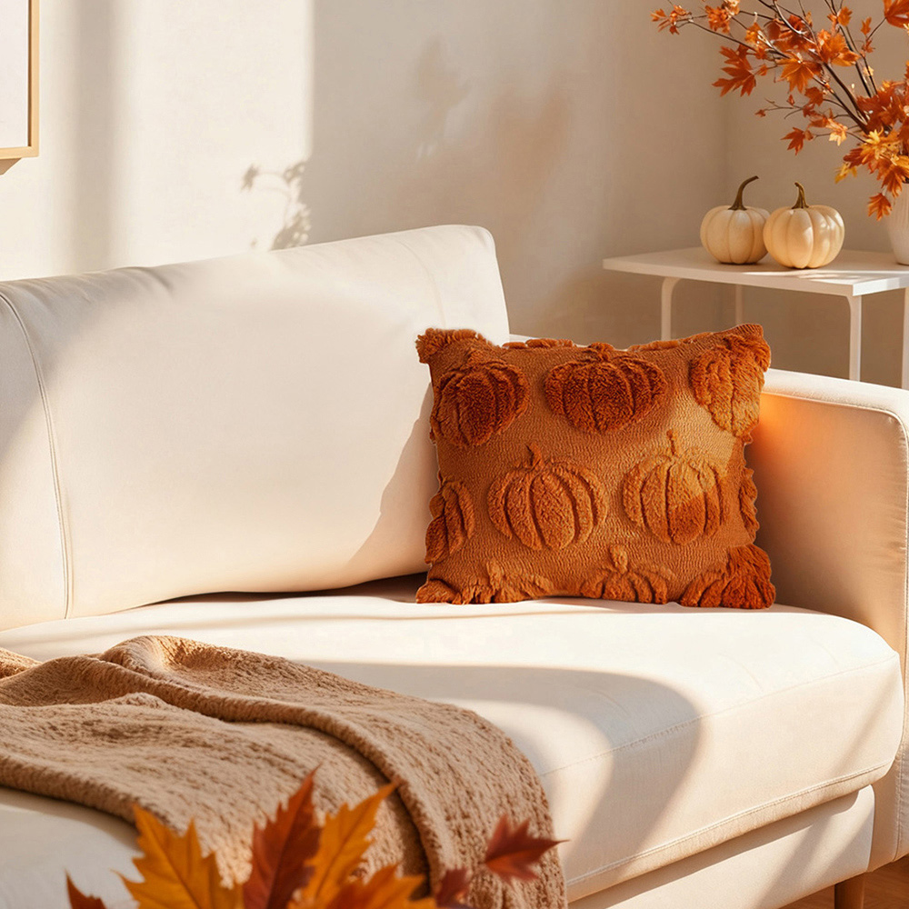 Living and Home Orange Pumpkin Soft Plush Throw Pillow 45 x 45cm Image 6