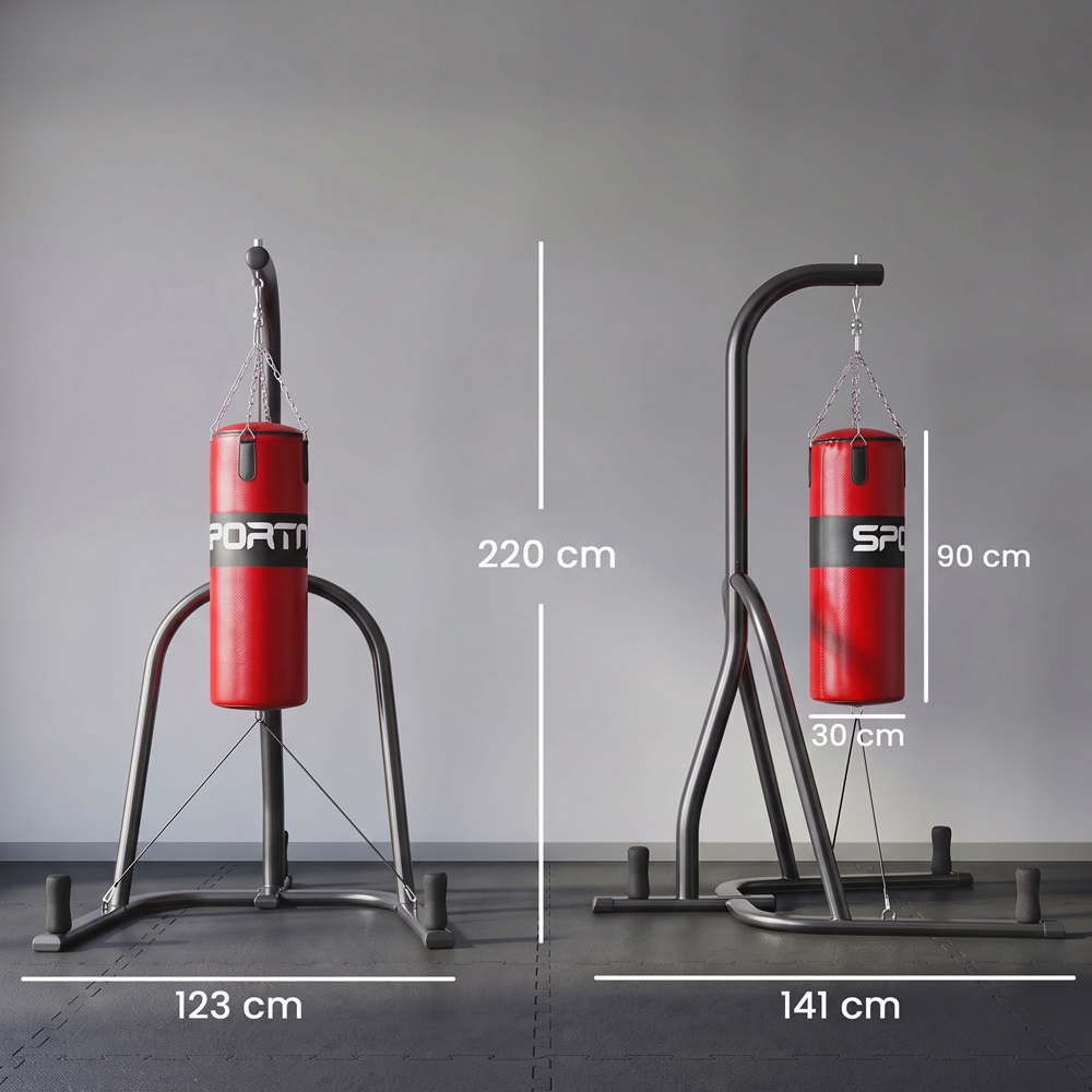 SPORTNOW Red Freestanding Punching Bag with Stand and Heavy Bag Image 6