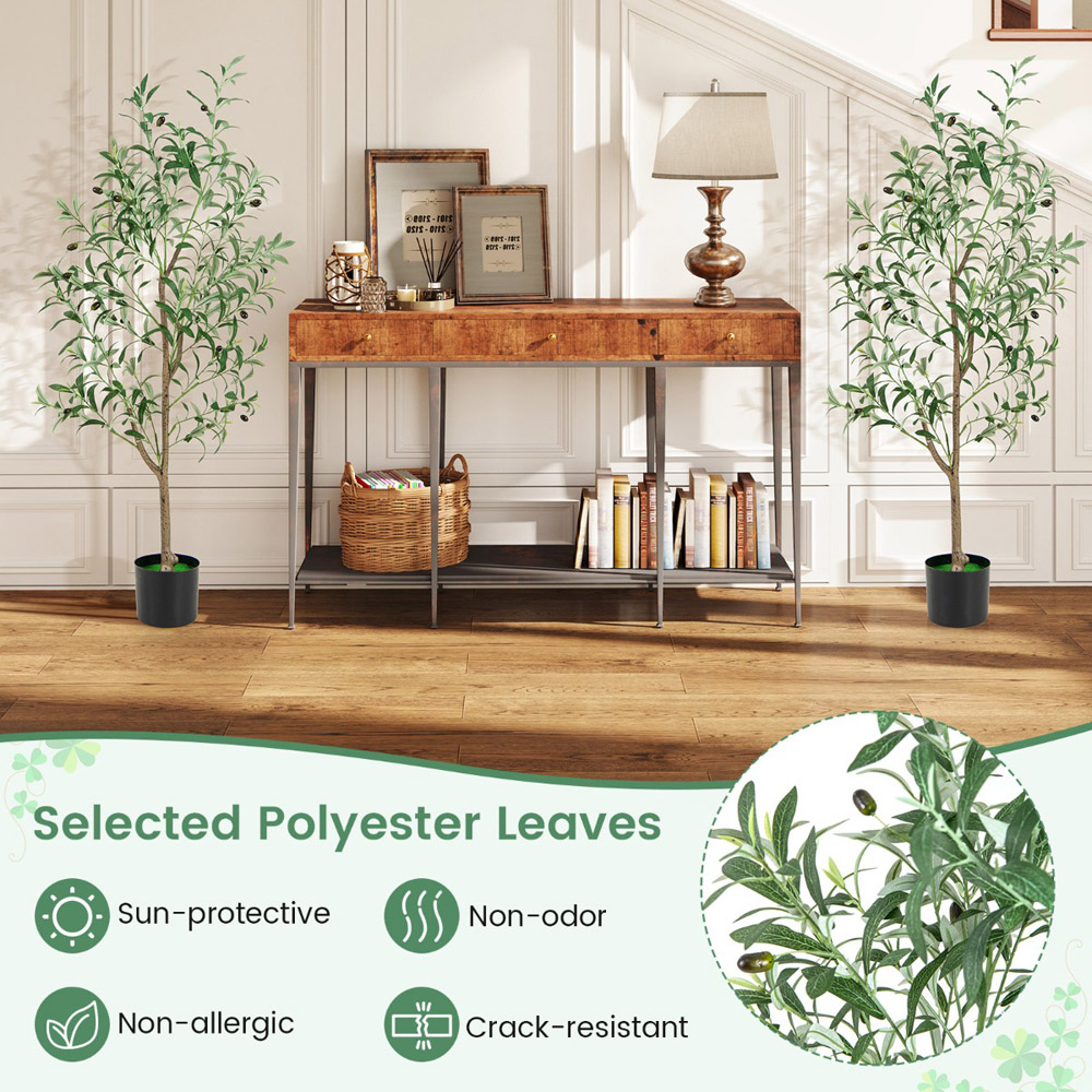 Costway Artificial Olive Tree with Fruits 130cm 2 Pack Image 5