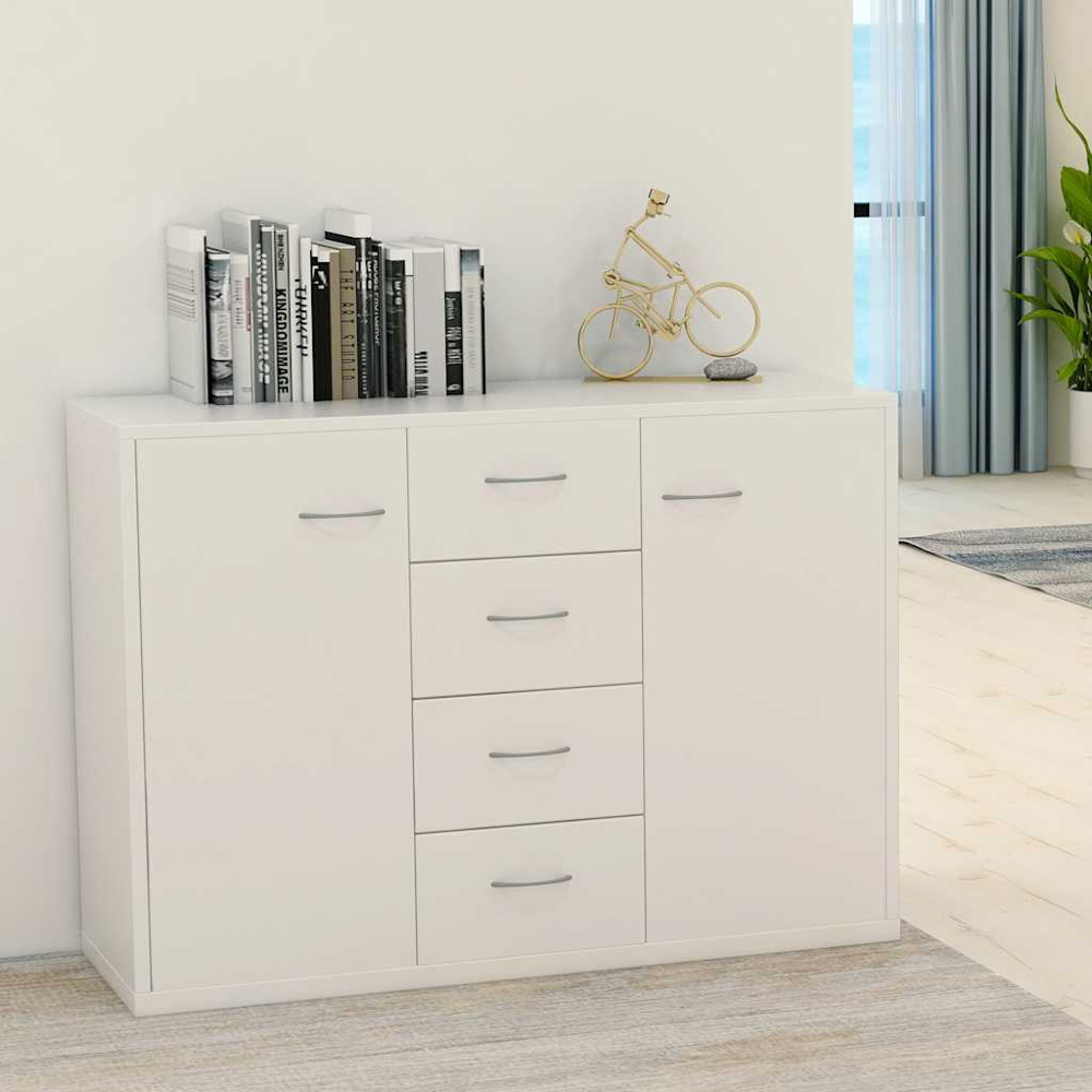 vidaXL 2 Door 4 Drawer White Sideboard Image 3