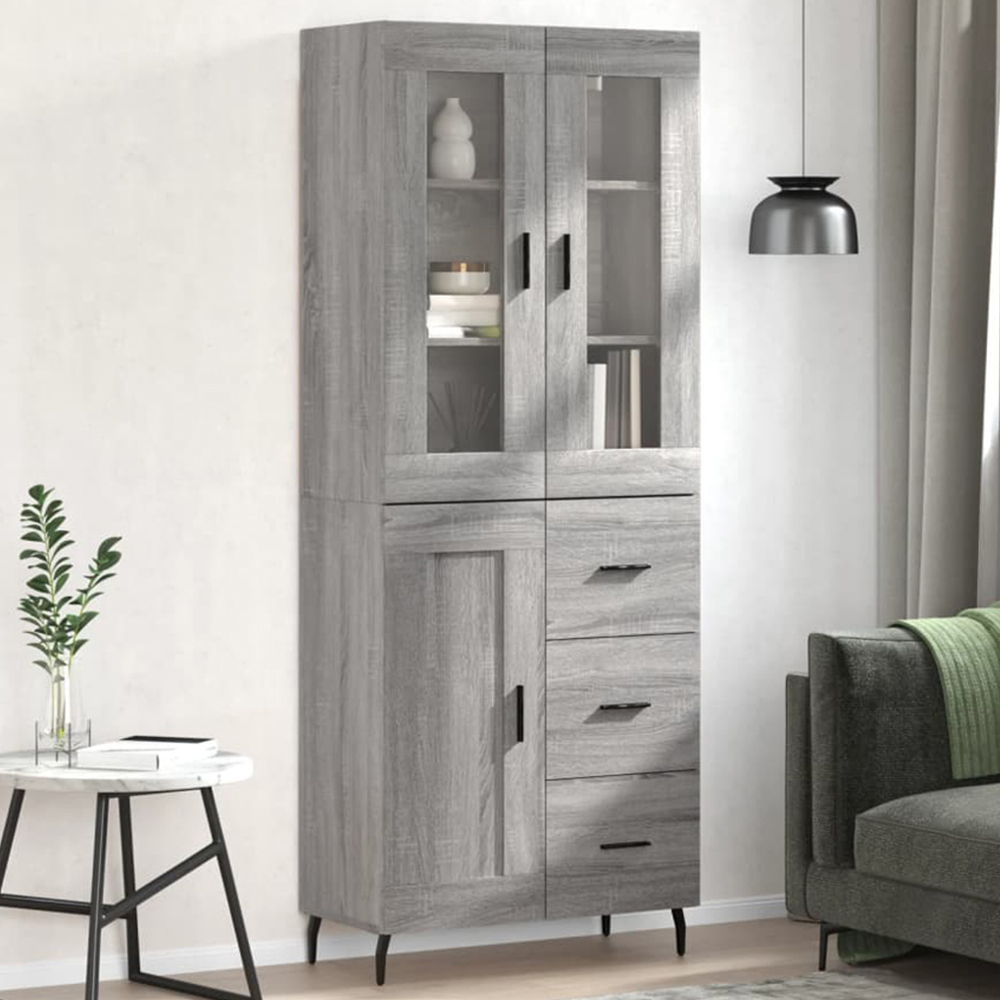 vidaXL 3 Door 3 Drawer Grey Sonoma Highboard Image 1