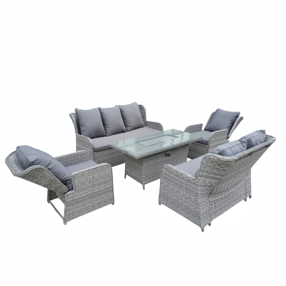 Furniture One 7 Seater Rattan Garden Furniture with Fire Pit Table Image 2
