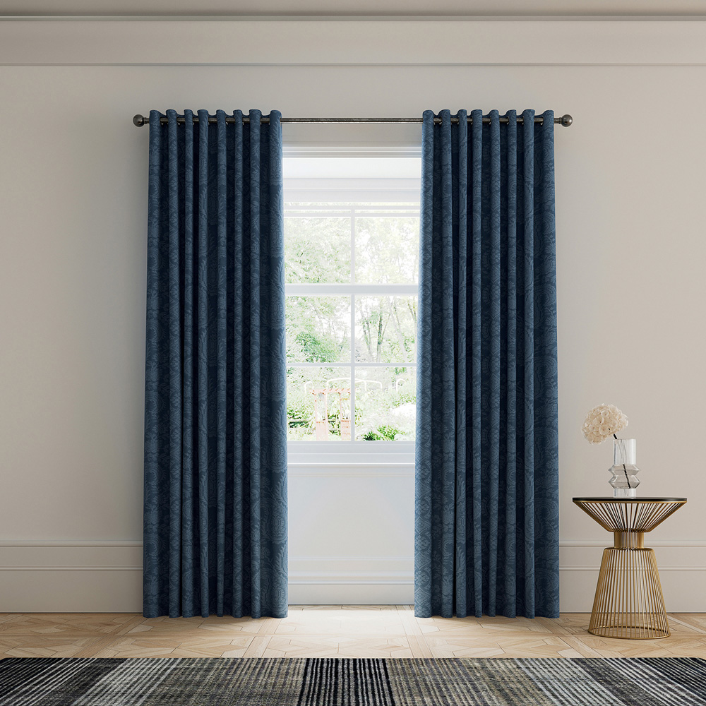 V&A Silk Road Paisley Blue Lined Blackout Pencil Pleat Curtains 168 x 229cm Image 4