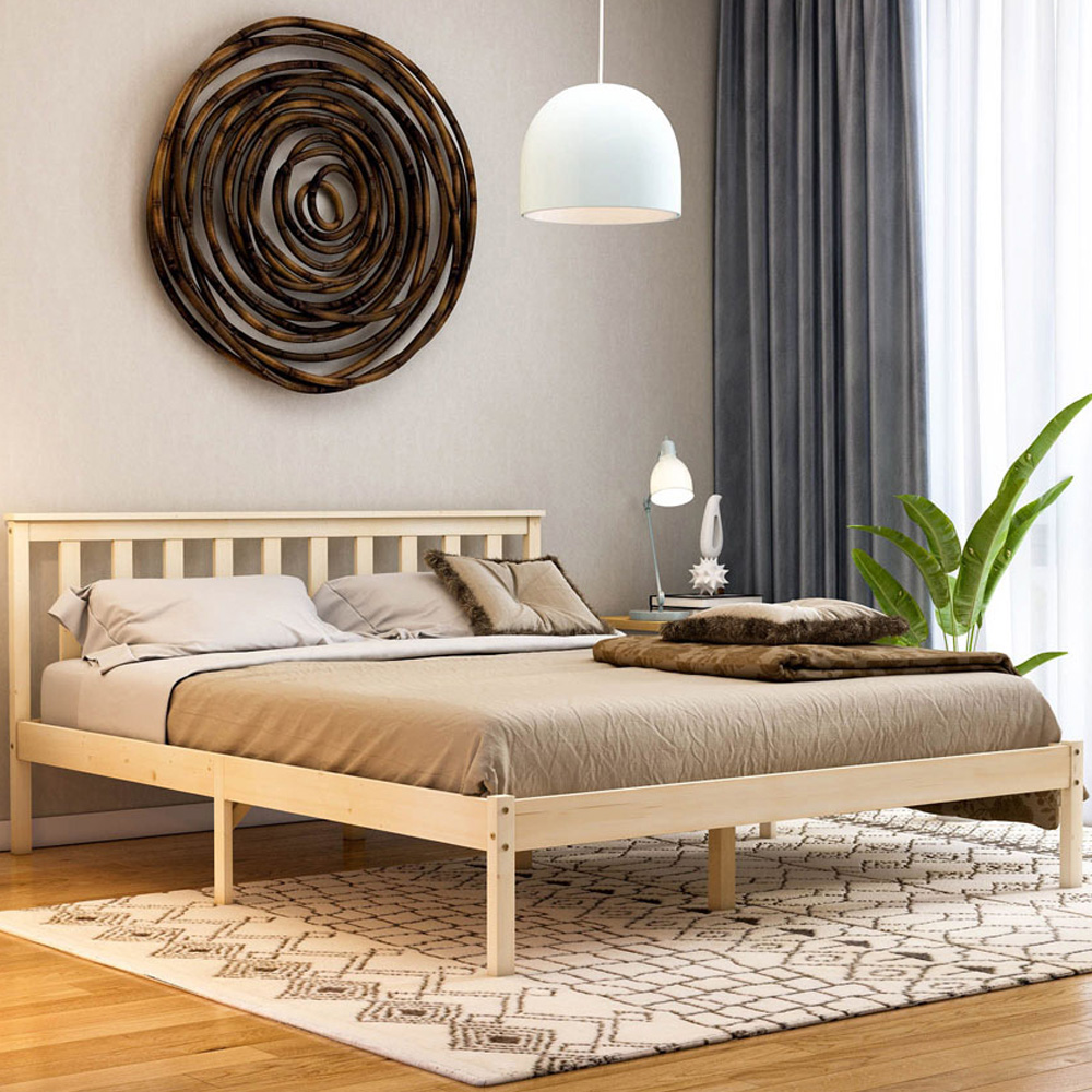 Vida Designs Milan King Size Pine Low Foot Wooden Bed Frame Image 1