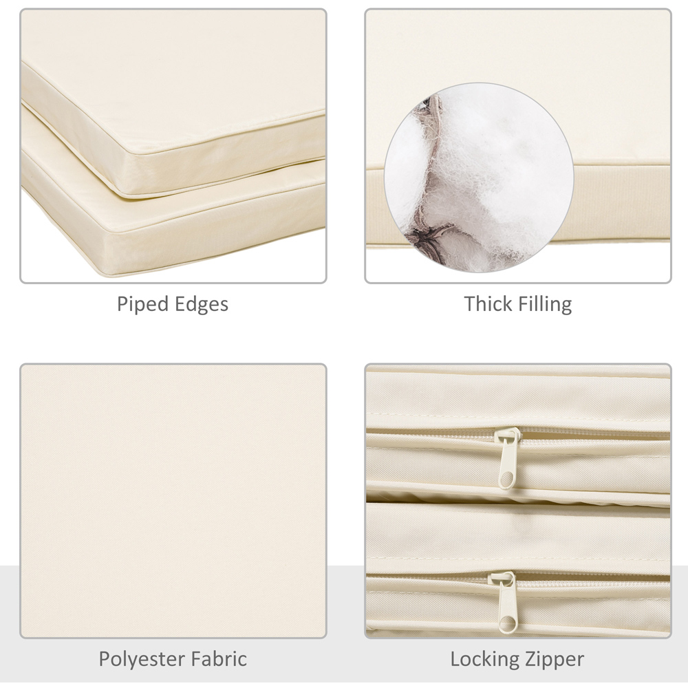 Outsunny Cream White Garden Chair Cushion with Ties 45 x 45cm 2 Pack Image 4