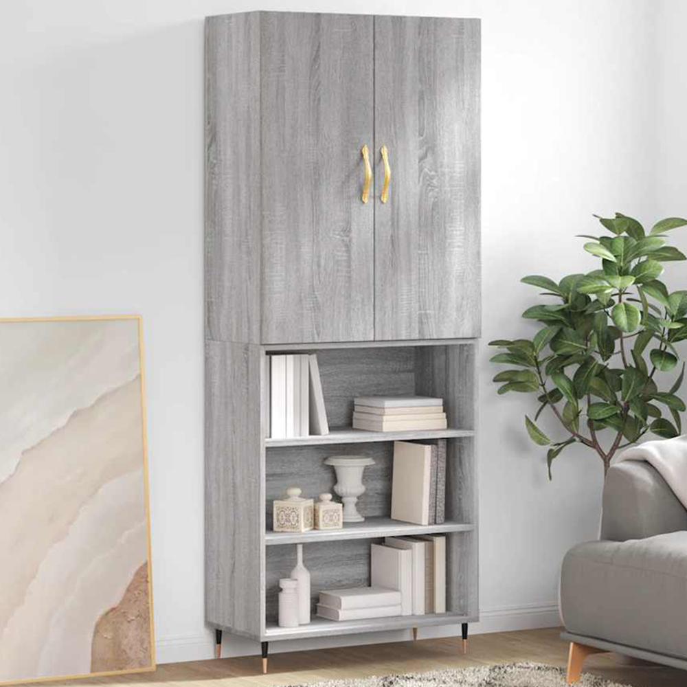vidaXL 2 Door 3 Shelf Grey Sonoma Highboard Image 1