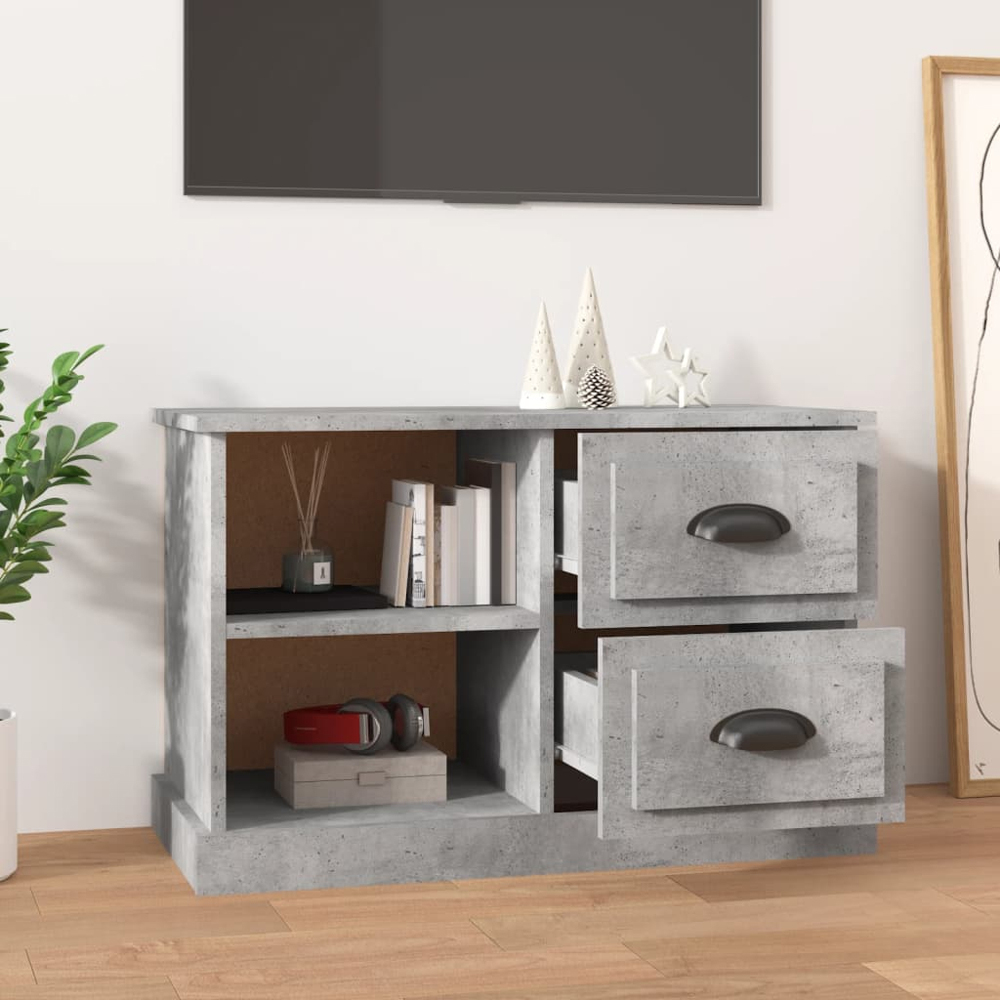 vidaXL 2 Drawer 2 Shelf Concrete Grey TV Cabinet Image 3