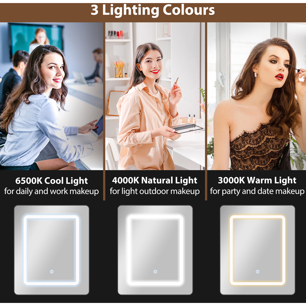 HOMCOM Single Drawer 2 Shelf White LED Mirror Compact Dressing Table Image 8