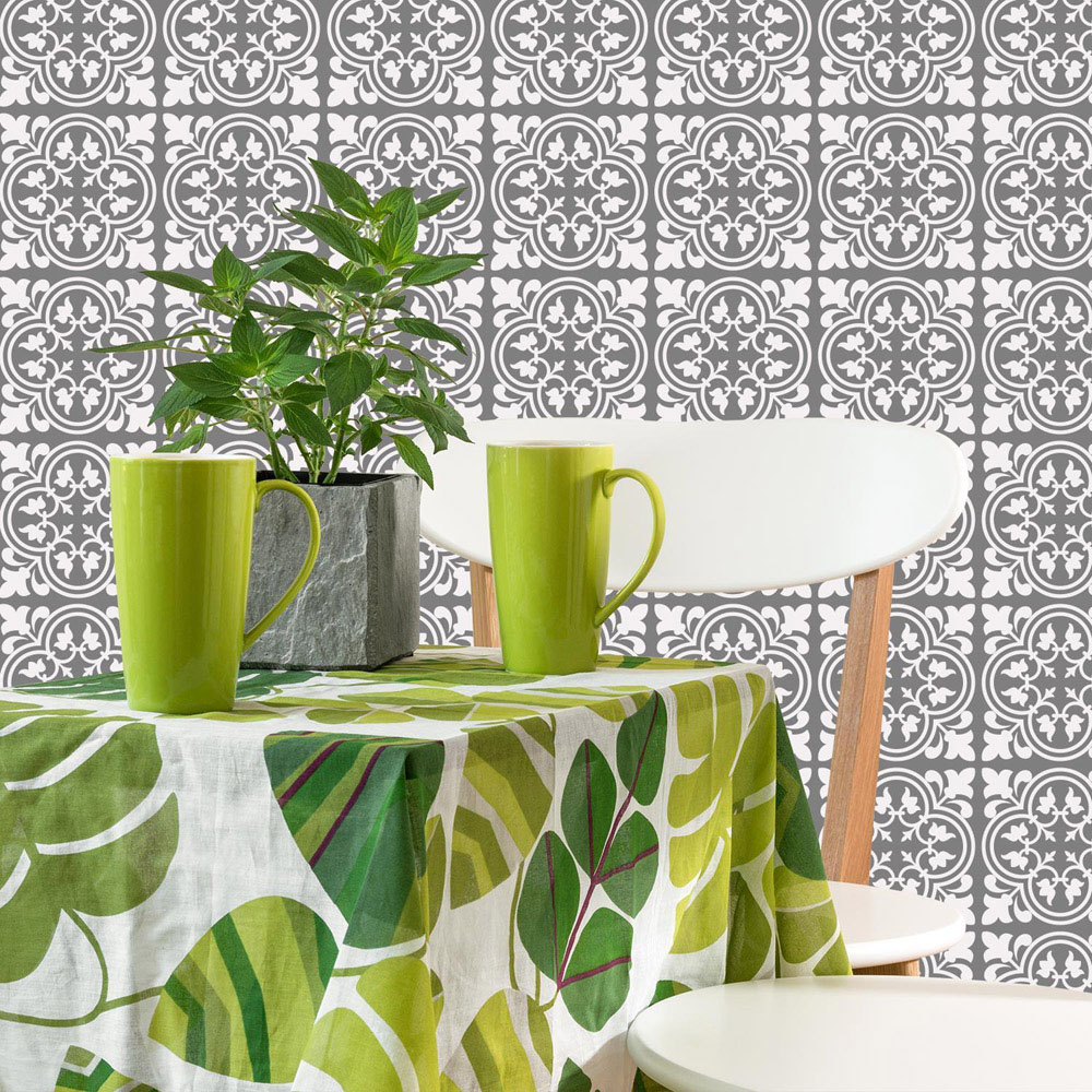 Walplus Cement Antique Floral Tulip Pattern 2 Tile Sticker 24 Pack Image 6