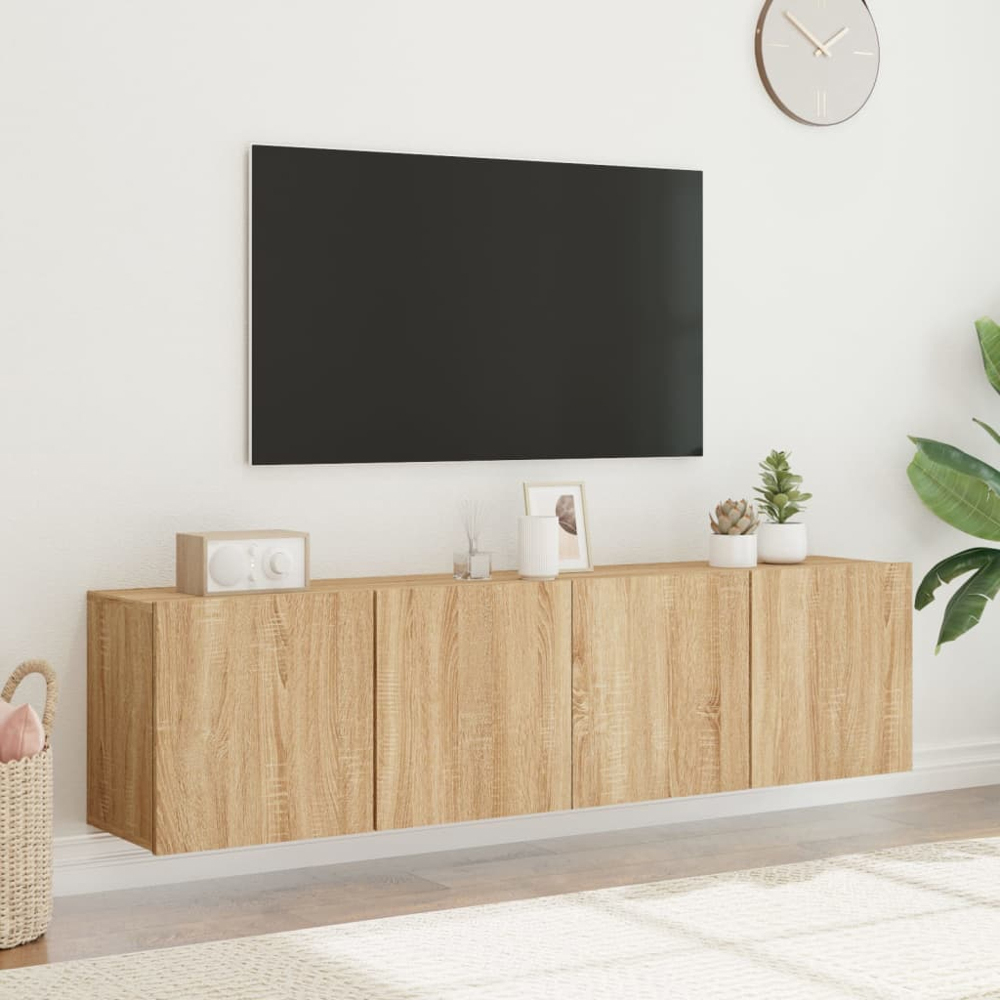 vidaXL 2 Door Sonoma Oak Wall Mounted TV Cabinet Set of 2 Image 4