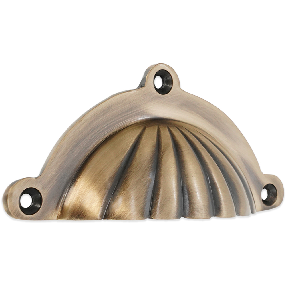 Spira Brass Shell Antique Brass Cup Pull Drawer Handle Image 1