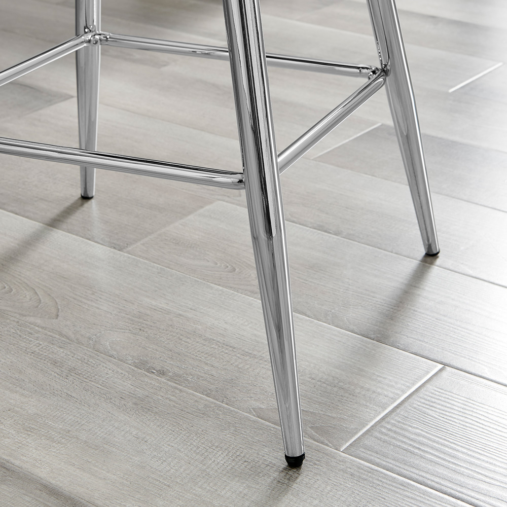 Furniturebox Solara Grey and Silver Faux Leather Bar Stool Set of 2 Image 4