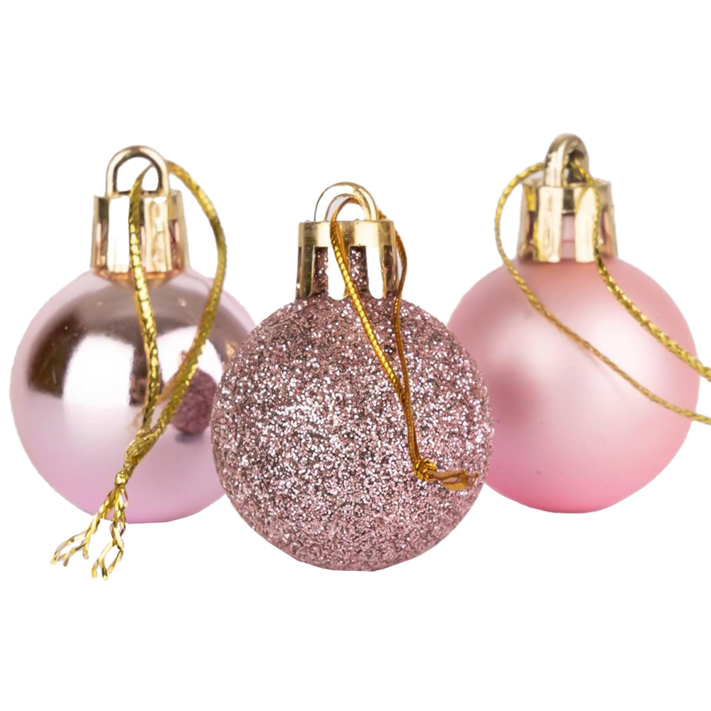Shatchi 3cm Pale Pink Shatterproof Christmas Baubles 24 Pack Image 2