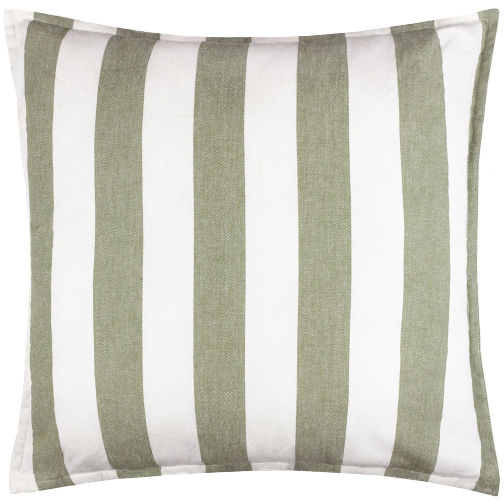 Yard Hayle Green Stripe Cotton Reversible Cushion 50 x 50cm Image 1