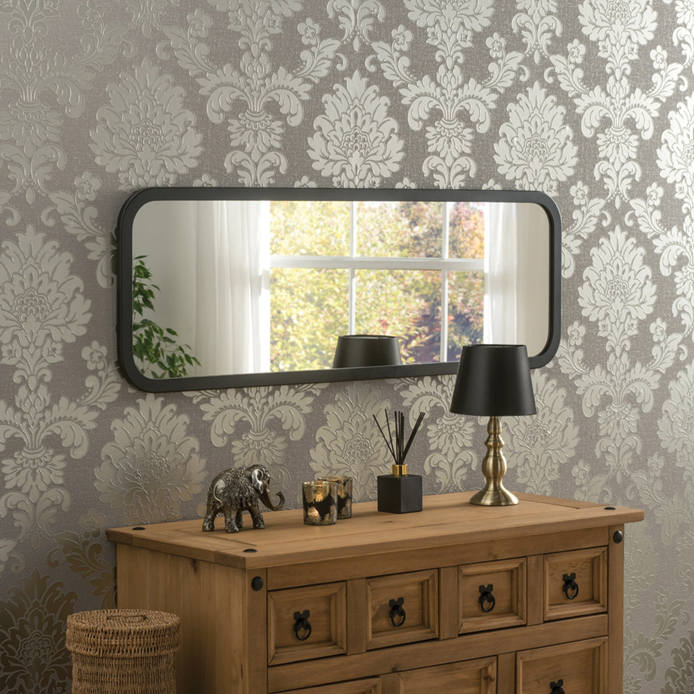 Yearn Black Curved Oblong Mirror 40 x 119cm Image 2