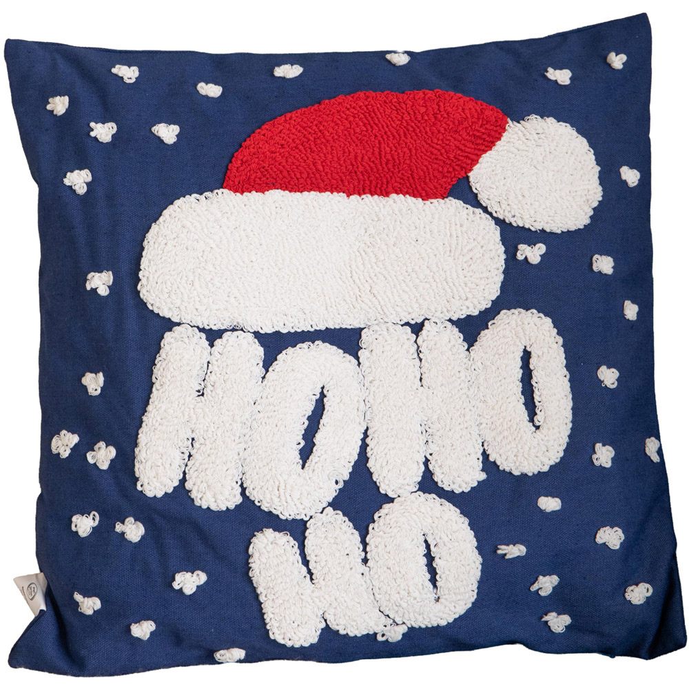 Samuel Alexander Dark Blue Ho Ho Ho Santa Hat Soft Christmas Cushion 44 x 44cm Image 1