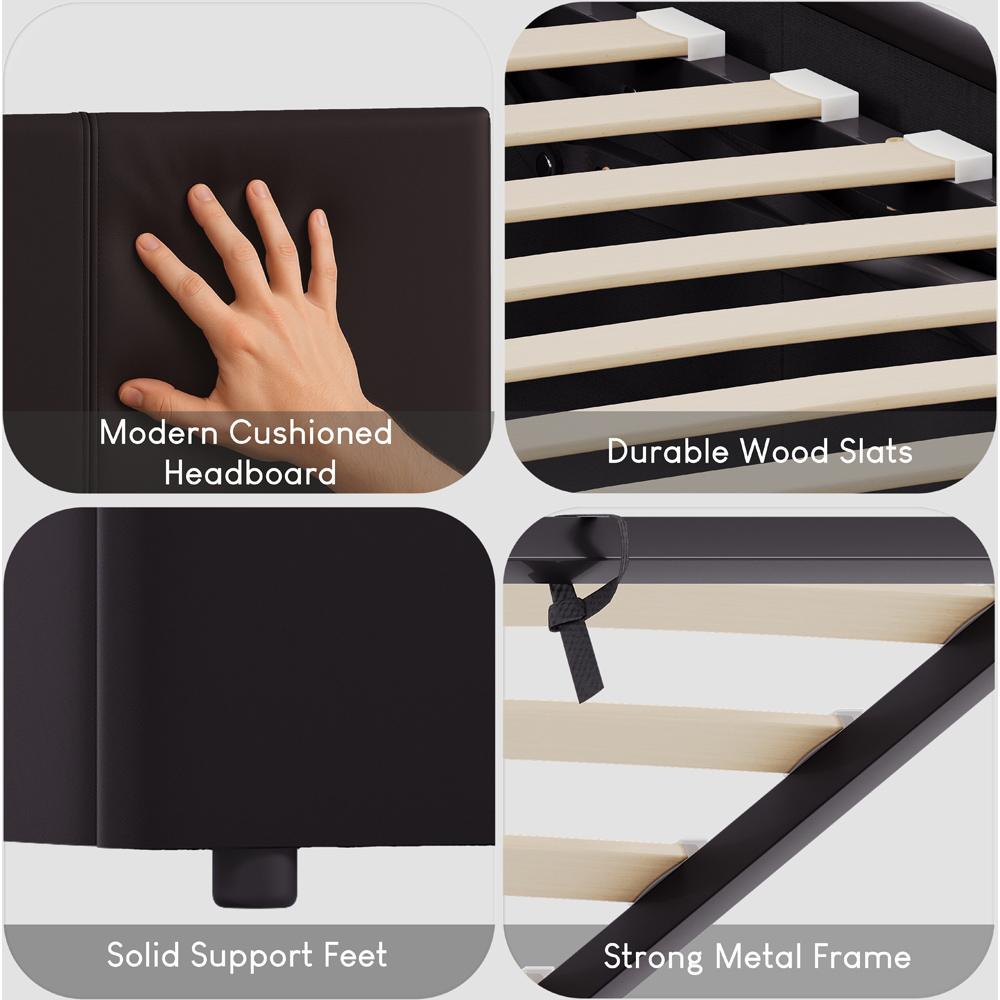 VIDA DESIGNS Lisbon Single Brown Faux Leather Ottoman Bed with Gel Memory Foam Mattress Image 5