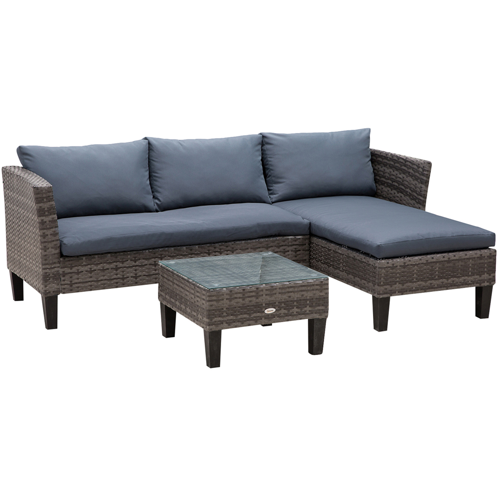 Outsunny 4 Seater Grey Rattan Lounge Sofa Set with Matching Table Image 2