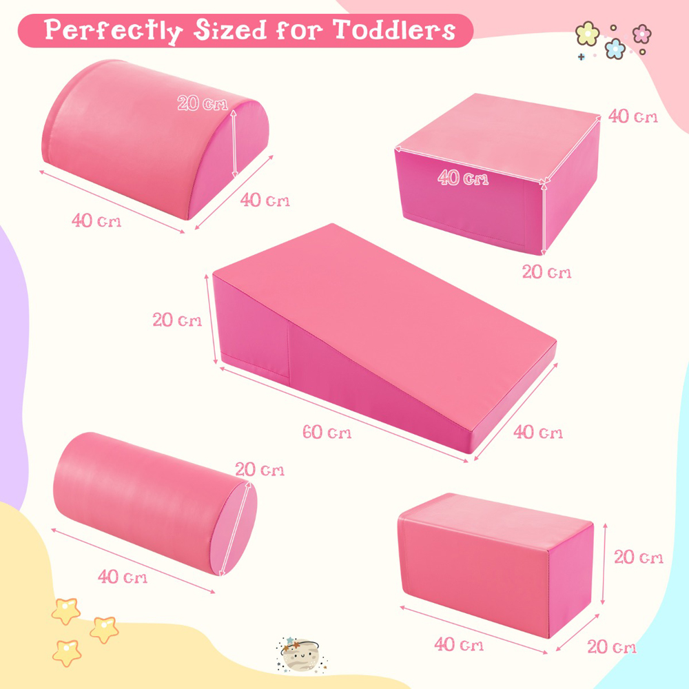 Costway Pink Kids Soft Climb and Crawl Playset 5 Piece Image 9