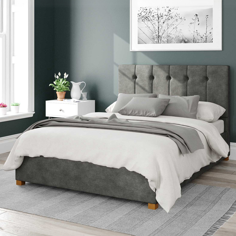 Aspire Hepburn Single Granite Kimiyo Linen Ottoman Bed Image 1