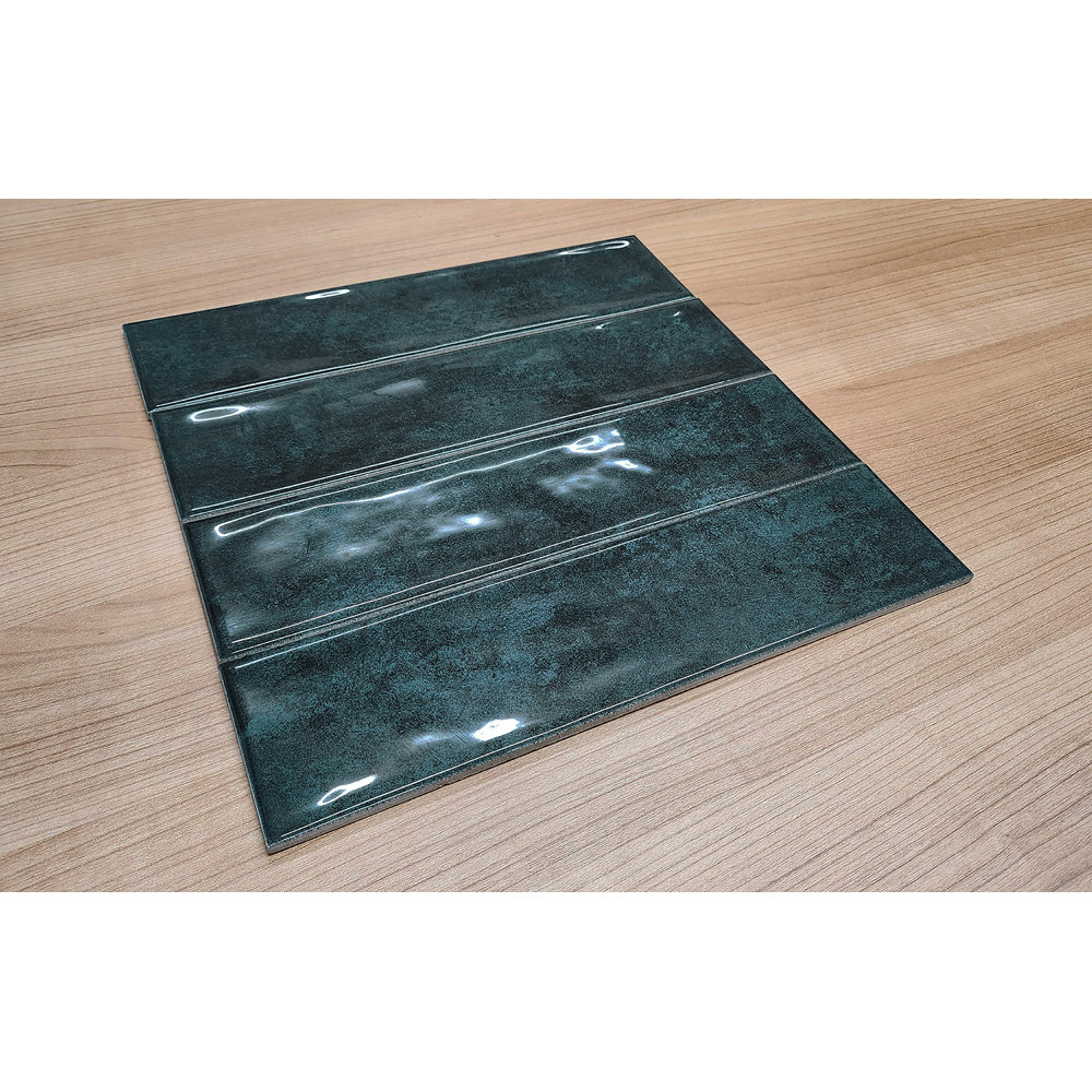 Top Ceramics Dark Blue Gloss Flat Bumpy Metro Ceramic Wall Tile 300 x 75mm Image 5