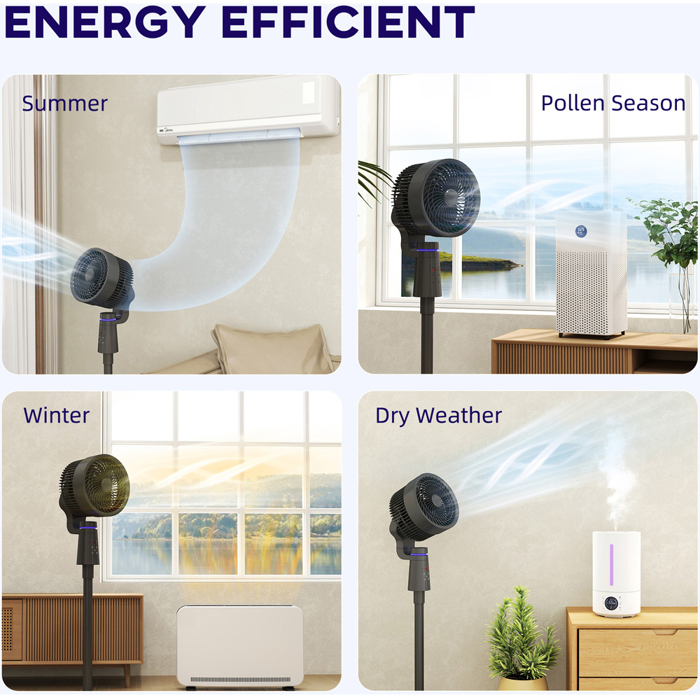 Portland Black Oscillating Pedestal Fan 37 inch Image 4