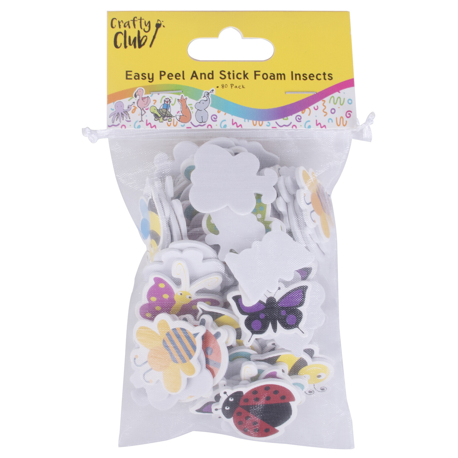 Easy Peel and Stick Foam Insects or Animals Stickers - Multicolour Image 3