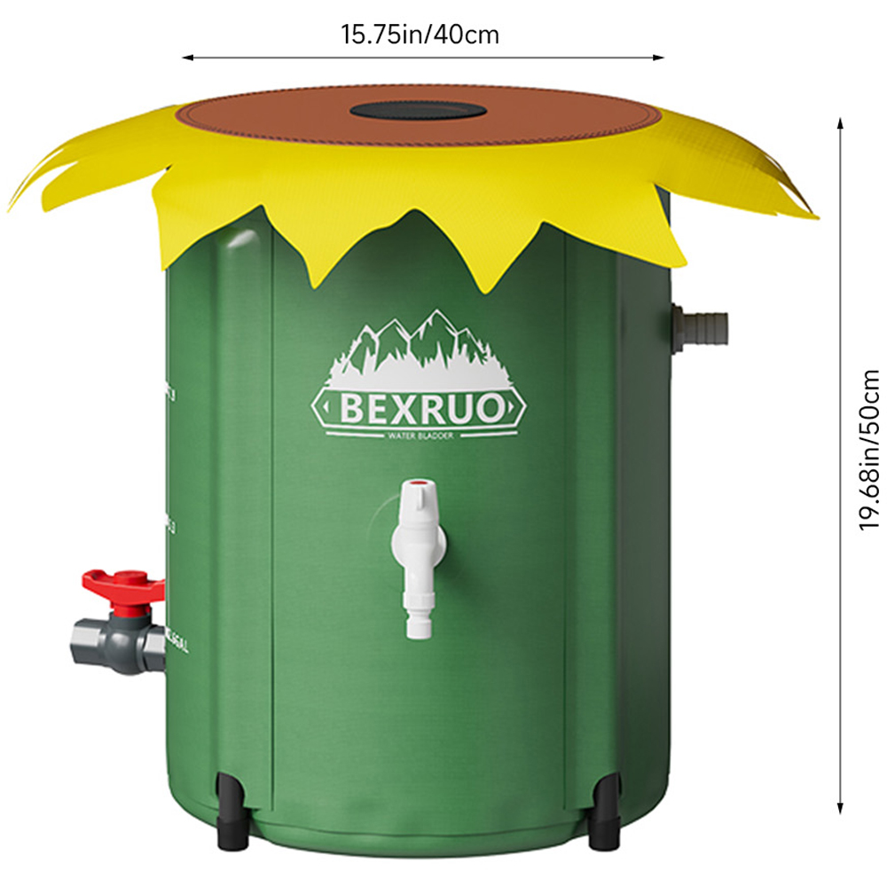Living and Home 50L Green Sunflower Rain Barrel with Tap and Overflow Port Image 6