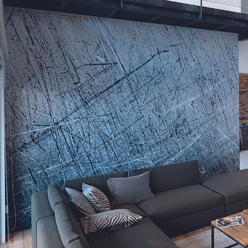 Origin Murals Scratched Metal Grey Wall Mural Image 1